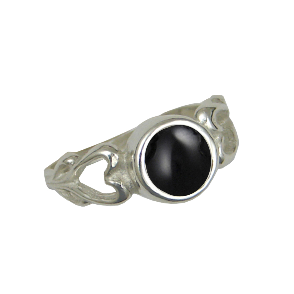 Sterling Silver When Two Hearts Are One Ring With Black Onyx Size 9